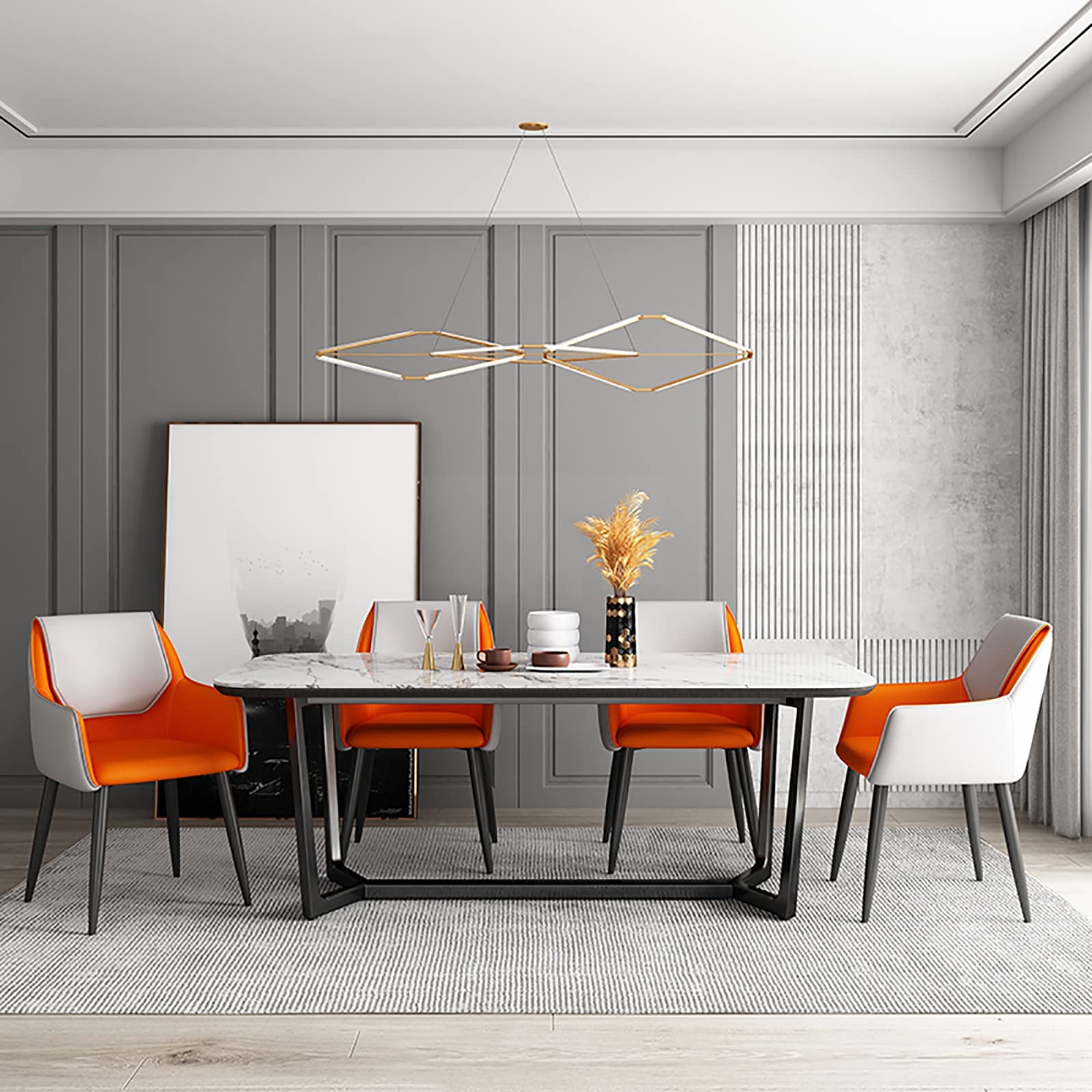 Sedia da pranzo moderna in pelle italiana, comoda ed elegante, per casa, ristorante, hotel o scrivania per unghie (colore: nero)