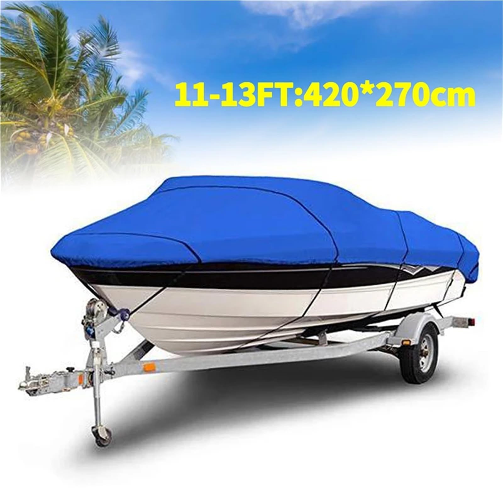 Telo Copri Barca Impermeabile, Telo Copribarca Copertura for barca da pesca e sci for impieghi gravosi for 11-13' 14-16' 17-19' 20-22' con scafo a V, impermeabile, anti-UV e con protezione solare. Cop