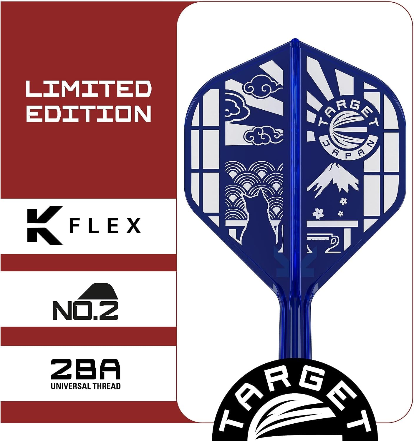 Target Japan Blue K-Flex Flights i Shafty No.2/No.6 Rzutki | 3er Pack All-in-One Flights, Limited Edition Akcesoria | Short/Intermediate/Medium