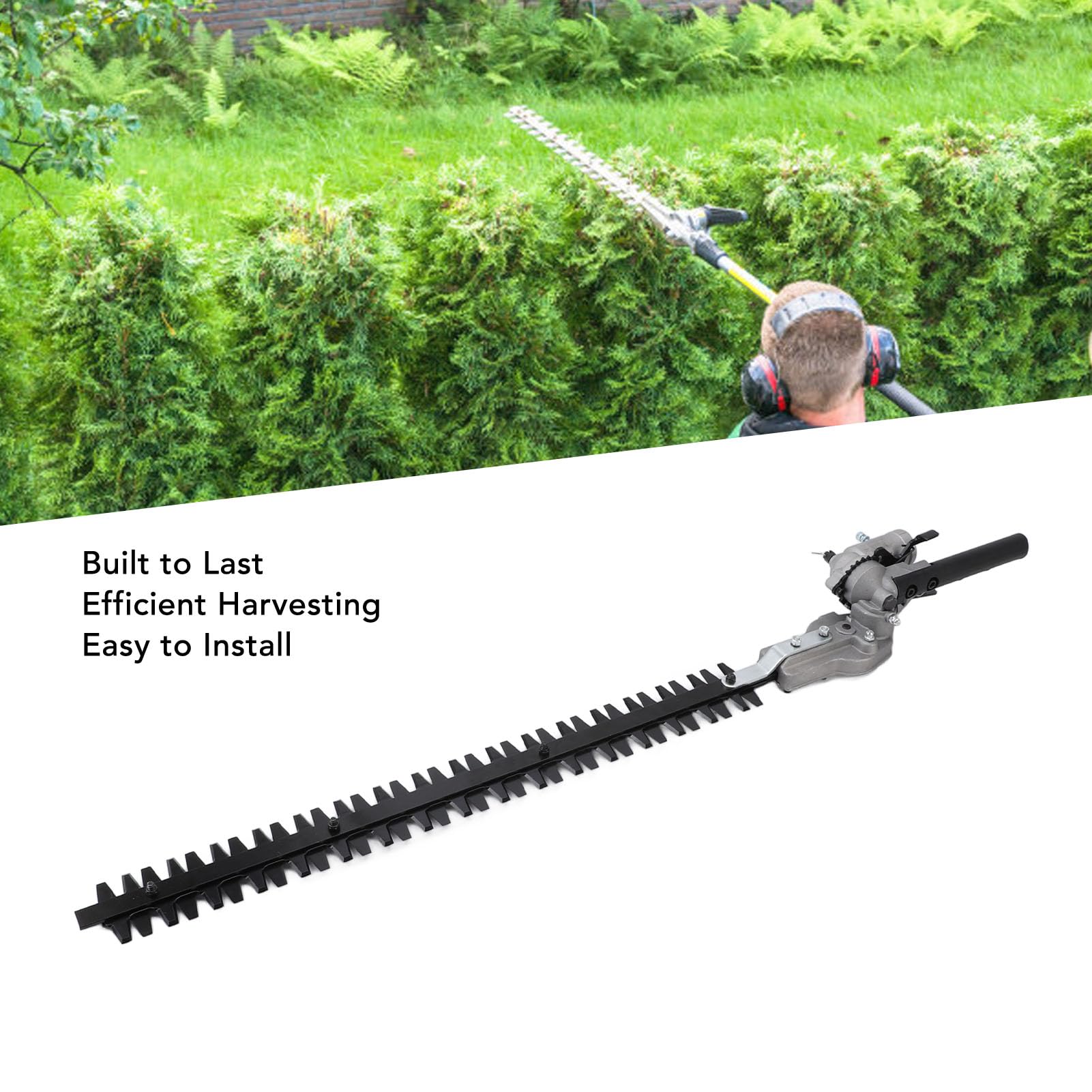 Yosoo Health Gear Cabezal de Cortasetos, Poste de Acero Al Manganeso, Accesorio para Cortasetos, Hoja de 55 Cm, 9 Estrías, Múltiples ángulos Ajustables para Recortar Setos, Arbustos, Arbustos y (28*