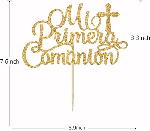 Miniatura 5 de Mi Primera Comunión - Decoración para tartas de bautismo, Primera comunión, Dios bendiga a este niño, boda, baby shower, decoración de fiesta de
