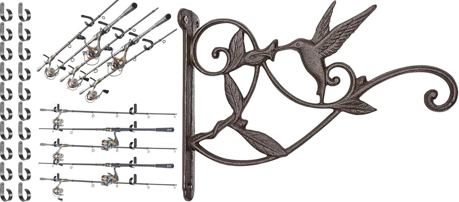 Mkono Hanging Plant Bracket and Fishing Rod Holder Hook Decorative Plant Hanger for Flower Basket Fishing Equipment