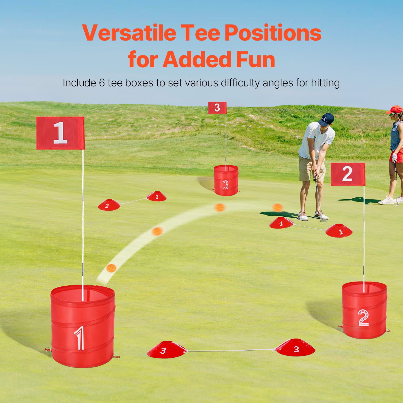 VEVOR Juego de Golf para Patio Campo de Golf de 6 Hoyos Juego de Práctica de Golf con Baldes Juego de Golf para Familias Juego de Golf Portátil para Exteriores para Césped, Patio, Campamento