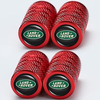 4pcs Metal Car Tire Valve Caps for Land Rover Tires, Dust with Logo on, Suit Discovery Range Sport Defender Cruiser LR2 LR3 LR4, Anti-Corrosion, red (QZ001)