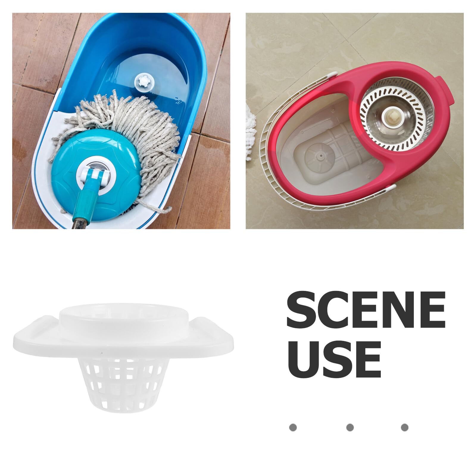 Panier Égouttoir et Design Ergonomique en Plastique Blanc pour Seau à Serpillière, Accessoire de Drainage pour Usage Domestique et Commercial