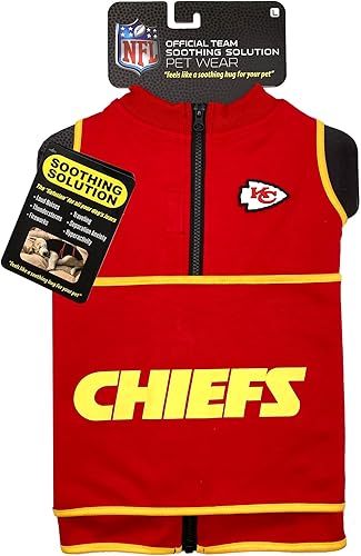 Miniatura 8 de NFL Kansas City Chiefs - Chaleco calmante para la ansiedad para perros, gatos con ansiedad, miedos, fuegos artificiales, ruidos fuertes, oscuro,