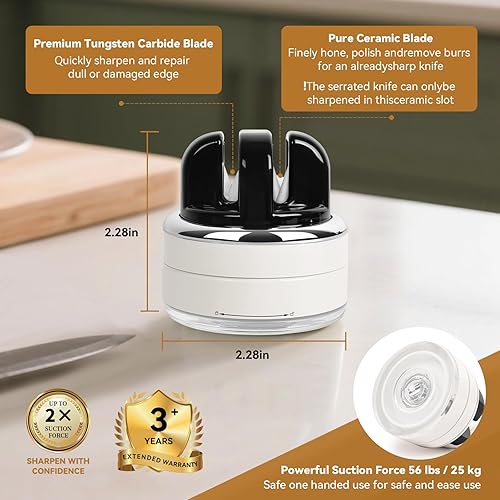 Miniatura 4 de Afilador de cuchillos manos libres con base de succión Cuchillos de bolsillo multiángulo afilador y afilador de cuchillos de cocina con base de