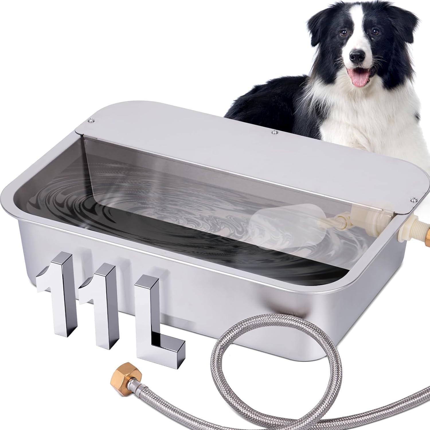 Dispensador automático de agua para perros de 11 L, Bebedero de acero inoxidable para perros, gatos grandes, gallinas, cabras, ovejas y ganado