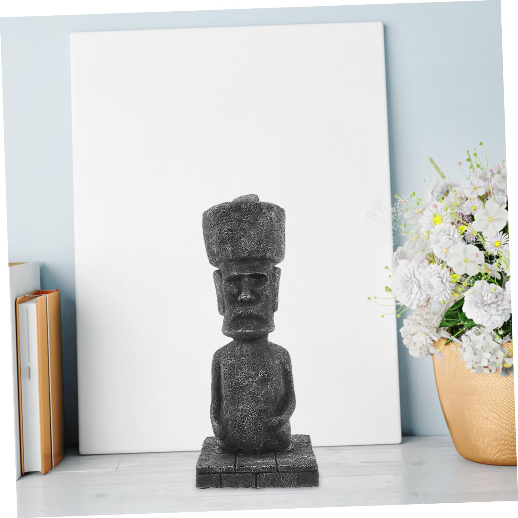 Mobestech Statua Moai Facile da Sistemare Decorazione Antica in Resina Effetto Realistico, Grotta Rocciosa per Acquario e Casa