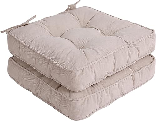 Miniatura 1 de Furlide Cojines para silla con lazos de 18 x 18 pulgadas, cojines cuadrados para sillas de comedor para interiores y exteriores, color beige, 18 x