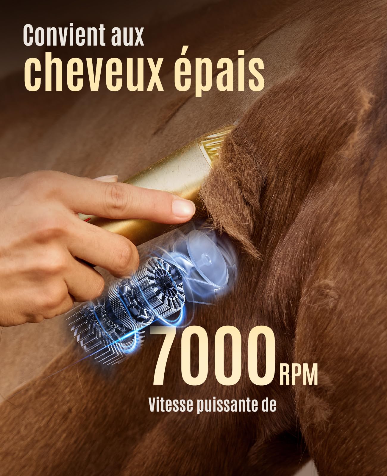 oneisall, tondeuse sans fil pour chevaux professionnelle silencieuse robustes à 2 vitesses à faible bruit, Conçu pour les chevauxs à poils longs/épais