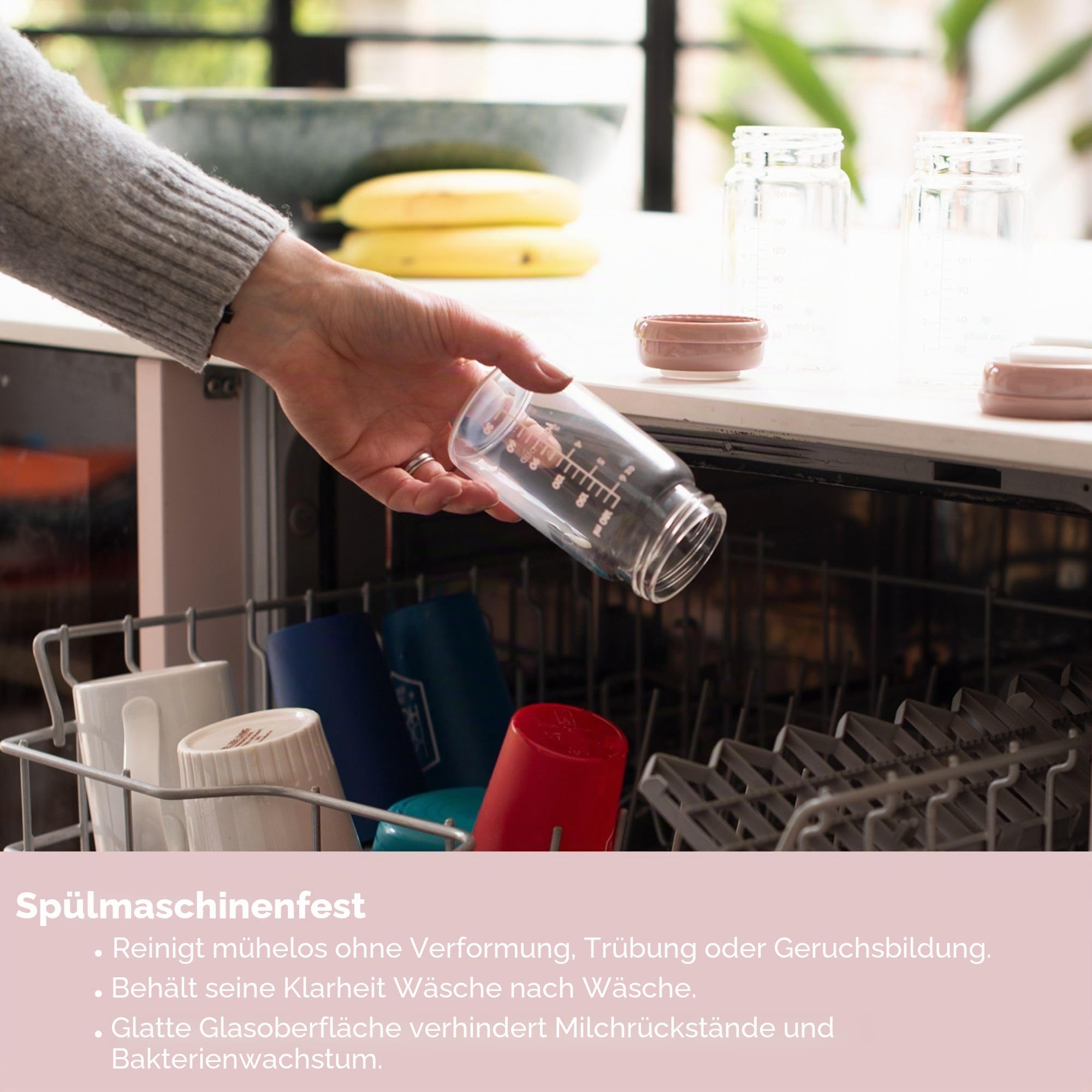 Premium Muttermilch-Aufbewahrungsflaschen aus Glas, 4 Stück, 180 ml, spülmaschinen-, gefrier- und mikrowellengeeignet (Glasflaschen für Muttermilch, 4 x 180 ml)