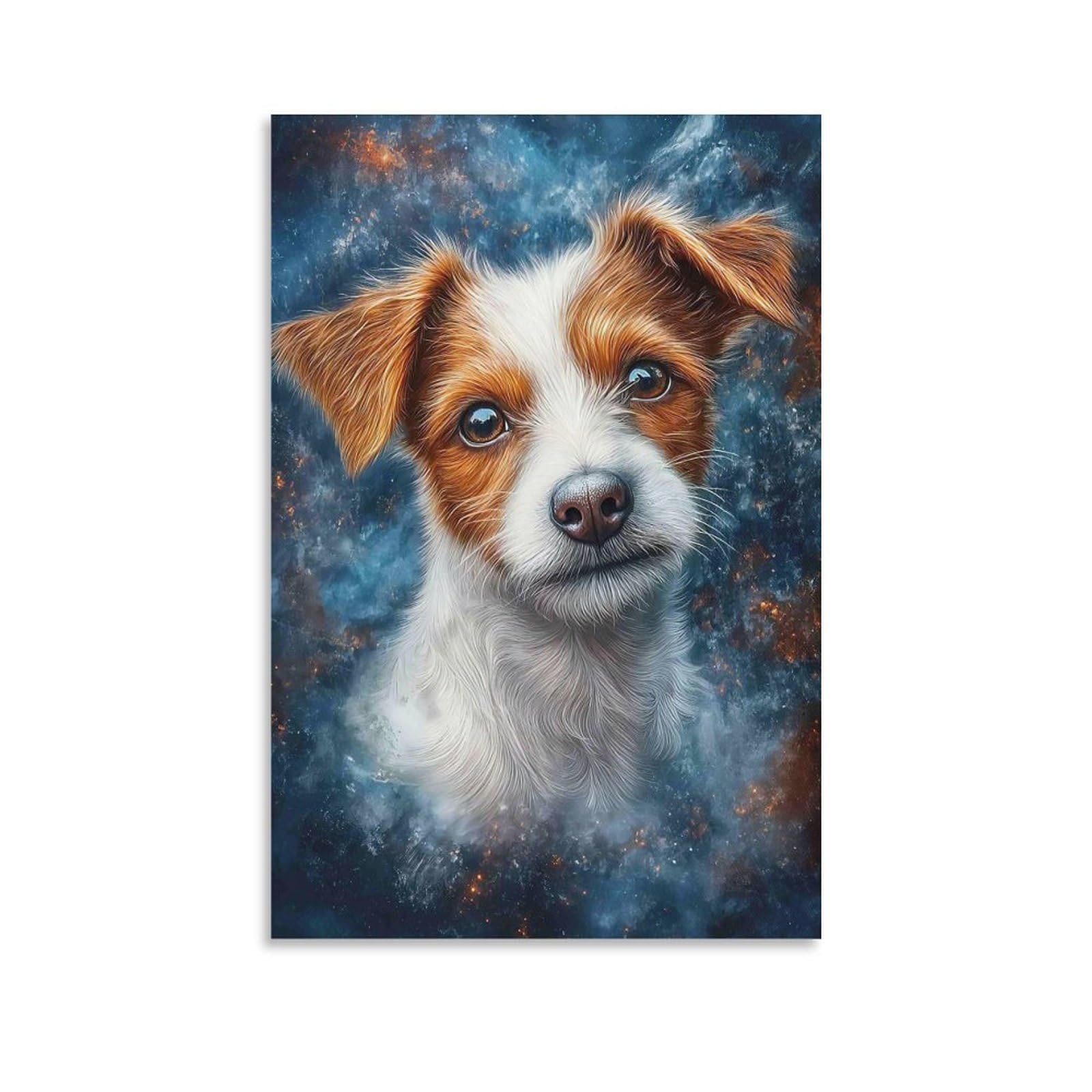 DHBANEIOK Dog Portrait Cosmic Poster Artwork Giclee Canvas Prints Modern Canvas Wall Art Picture Wall Hanging for Office Gym Living Room Decor 20x30inch(50x75cm)