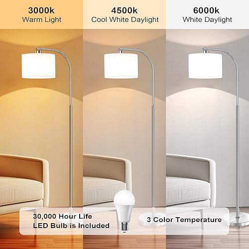 Miniatura 23 de Lámpara de pie regulable, lámparas de pie para sala de estar, lámpara de pie moderna con pantalla de lino, lámpara alta para dormitorio, oficina