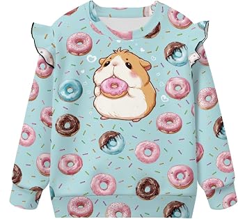 Sweatshirts for Toddler Girls Long Sleeve Crewneck Pullover Cute Ruffle Shoulder Shirt Tops Fall Outfits Clothes