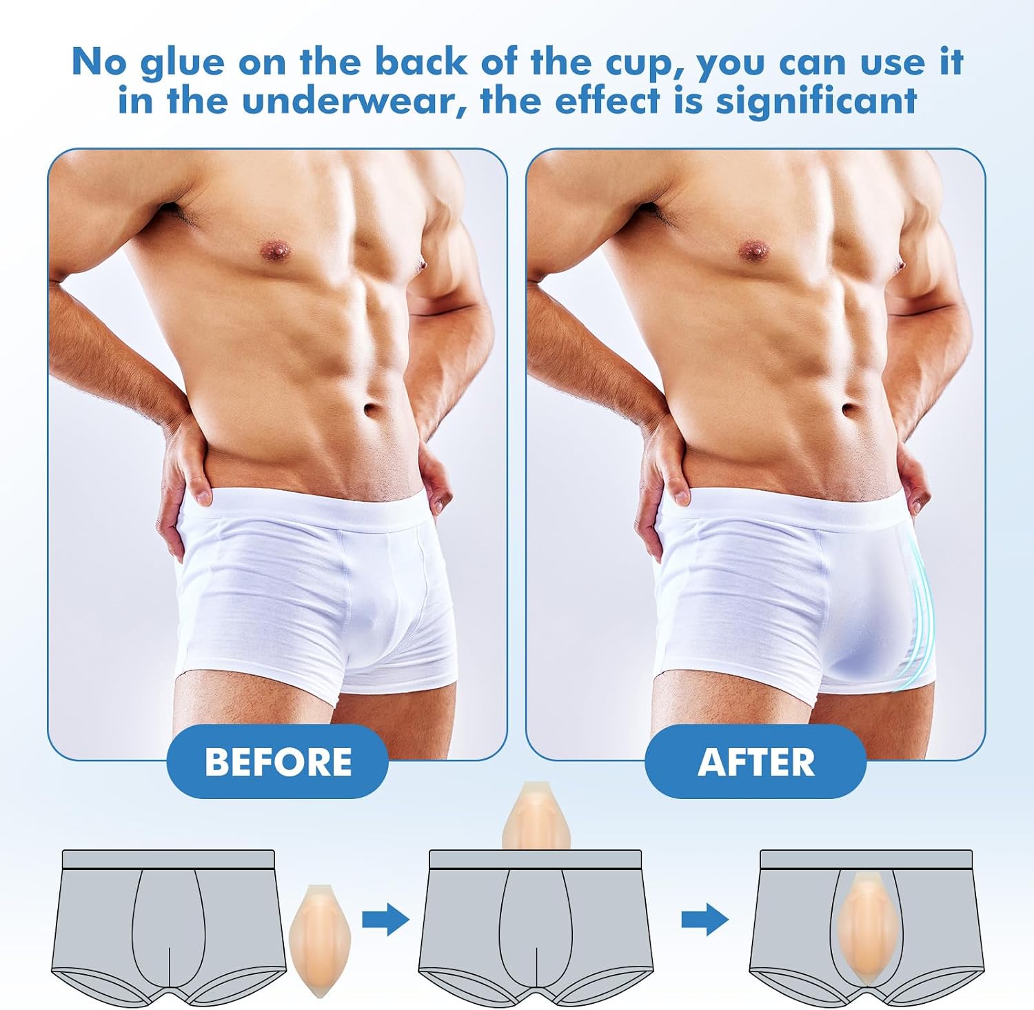 Threlaco Bulge Enhancer Men Silicone Enlarge Front Pouch for Underwear Comfortable Natural Pad Fit for Briefs and Swimwear