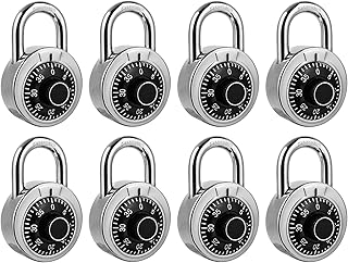 HZSY Combination Padlock, Fixed Dial Combination Padlock with Different Combinationsï¼Œ2 in. Wide.Black Turntableï¼ŒLock for Gym & Locker,School,Toolboxï¼Œand Moreï¼ŒPack of 8