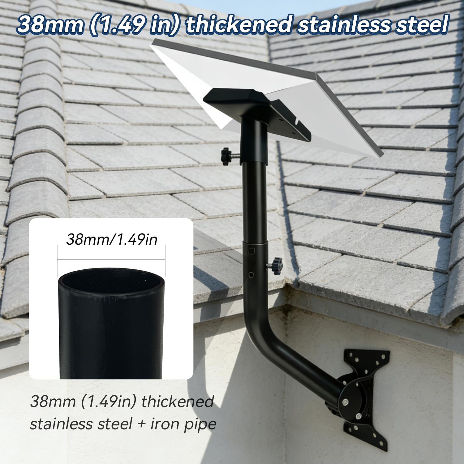 Star Link Mount Gen 3, Adjustable Star Link Wall Mount with Telescoping Support Arm, Compatible with V3 Star Link Standard Dish for Concrete Walls and Wood Walls, Black