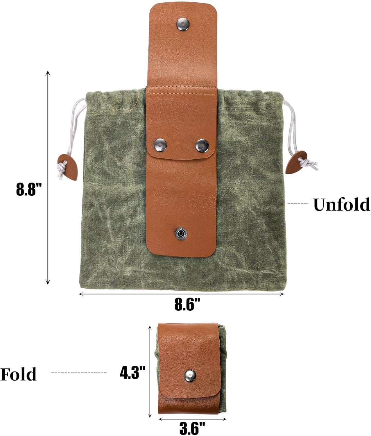 3 Pack Mushroom Foraging Bag, Collapsible Waxed Canvas Bag, Leather Foraging Pouch Basket for Camping, Hiking Hunting, Grocery Storage, 3 Colors - Image 2