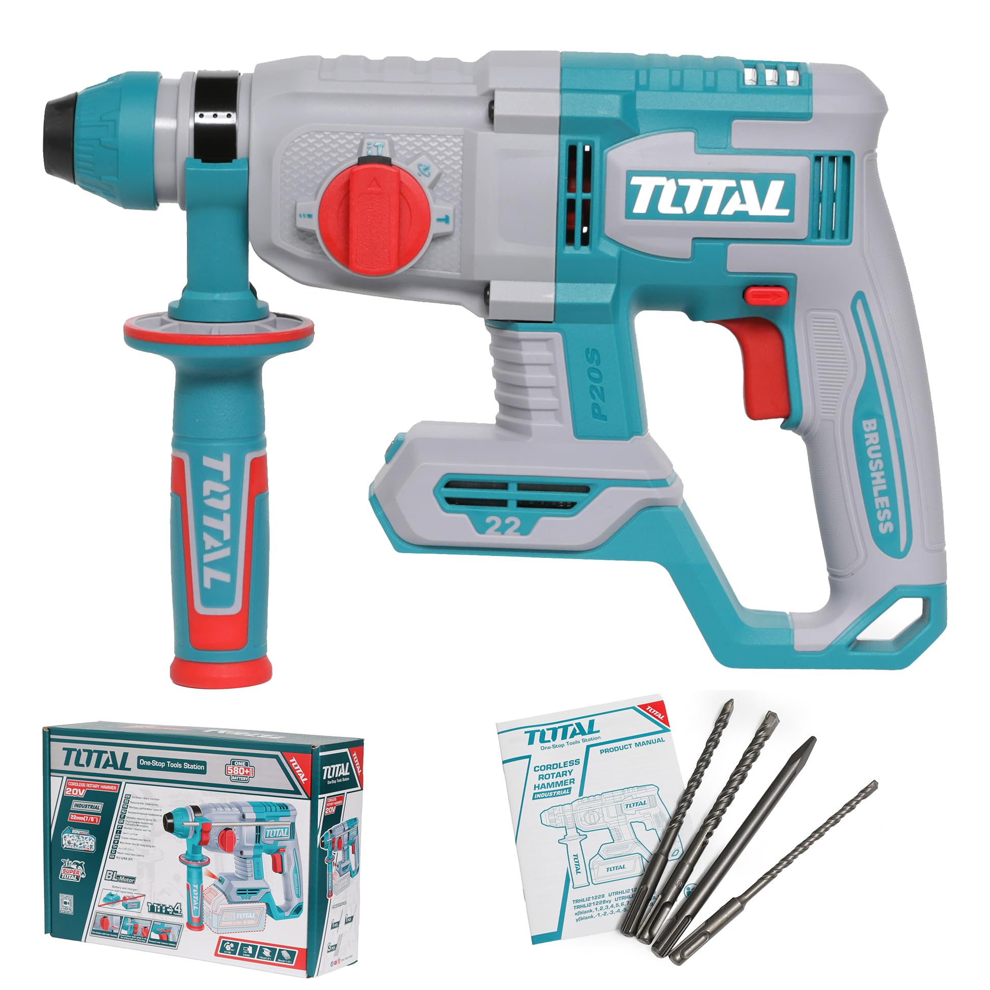 Total Li-Ion 20V Cordless Rotary Hammer SDS Plus (Battery not included) - TRHLI2
