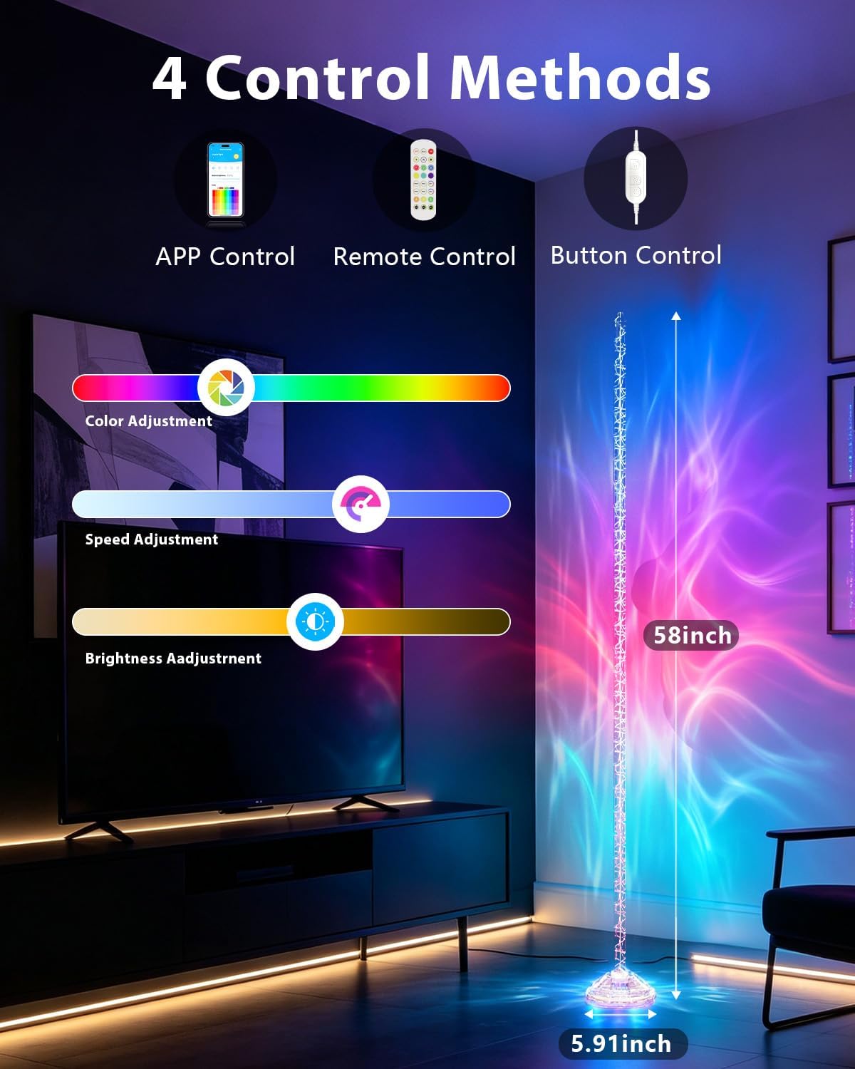 DAYBETTER Crystal RGB Smart Floor Lamp, Compatible with Alexa & Google Home 6 71FA8PlLE6L. AC SL1500