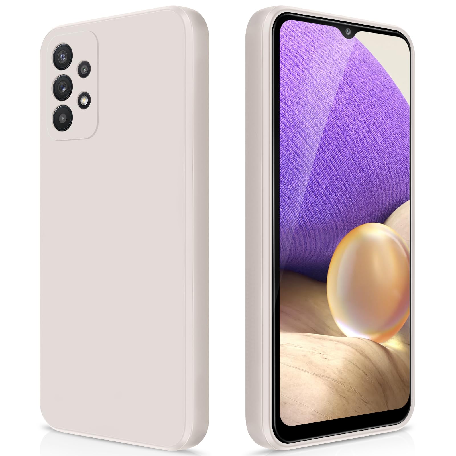 Case Compatible with Samsung Galaxy A32 5G, Silky-Soft Touch Full-Body Protective Phone Silicone Case, Shockproof Cover with Microfiber Lining, White