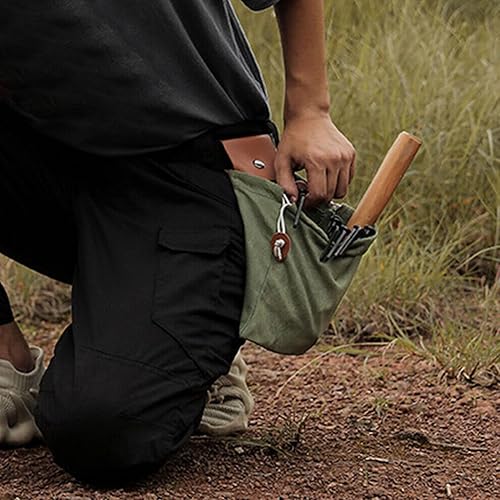Miniatura 6 de Bushcraft - Bolsa de cuero para cinturón para hombre, bolsa de forraje con lona encerada para viajes, camping, senderismo y equipo de mochilero