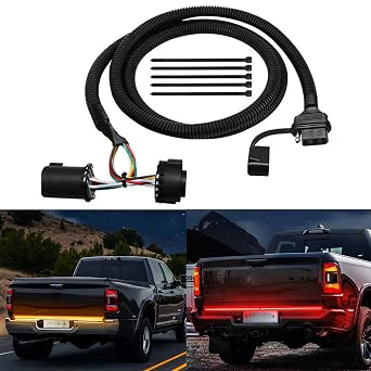 55384 Replacement USCAR 7 Pin to 4 Pin Trailer Wiring Harness for Installing Tailgate Light Bar Adapter,Compatible with 1998-2018 GMC/Chrysler/SAAB/Dodge/Nissan/Dodge RAM 1500 2500 3500