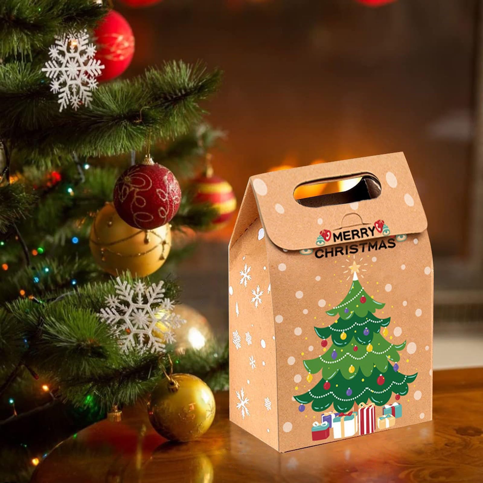 24 Pezzi Sacchetti Regalo Di Natale In Carta Kraft – Con Spago, Etichette E Adesivi, 5x7x10,5 Cm - 5
