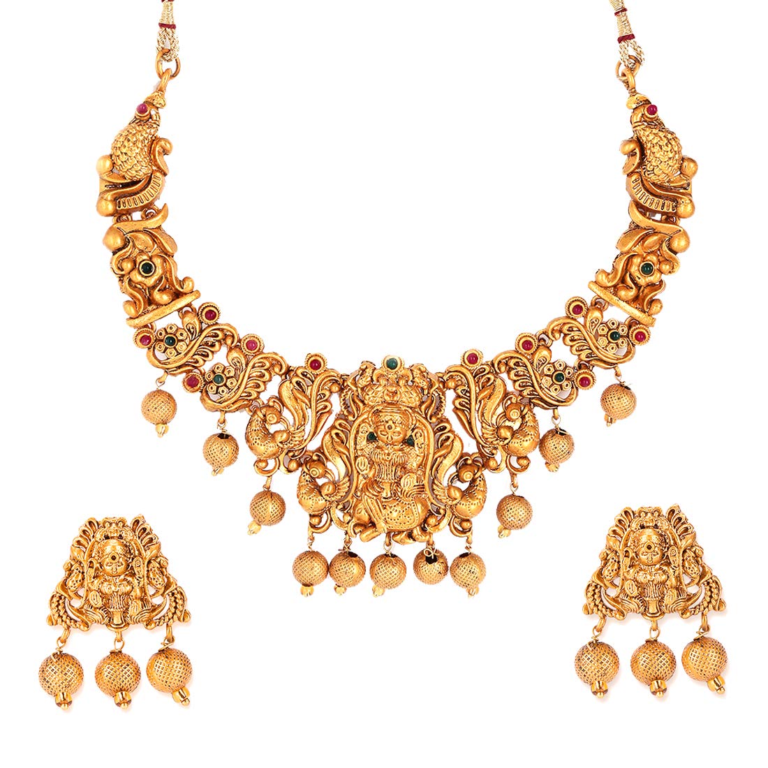 Jewellery Set for Women and Girls Gold Temple Jewellery Set for Women Traditional | Gold Plated Choker Necklace Set | Antique Jewellery | Birthday Gift for girls and women Anniversary Gift for Wife