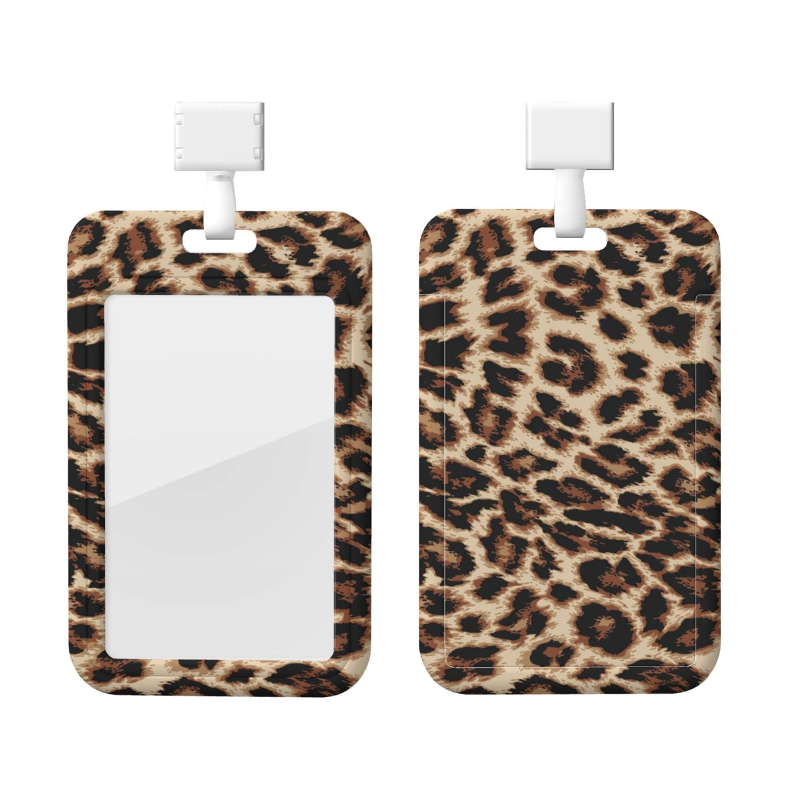 Funny Leopard Animal Print Id Badge Holder with Lanyard Id Badge Card Holders for Office School Teacher Student Driver Nurse Doctor