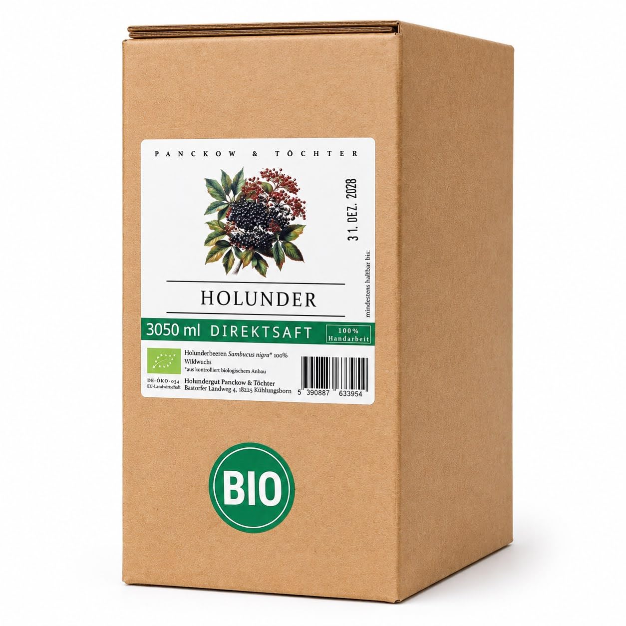BIO Holunderbeersaft Bag in Box Holundersaft aus 100% BIO Holunderbeeren Holundergut Panckow & Töchter 3l plus