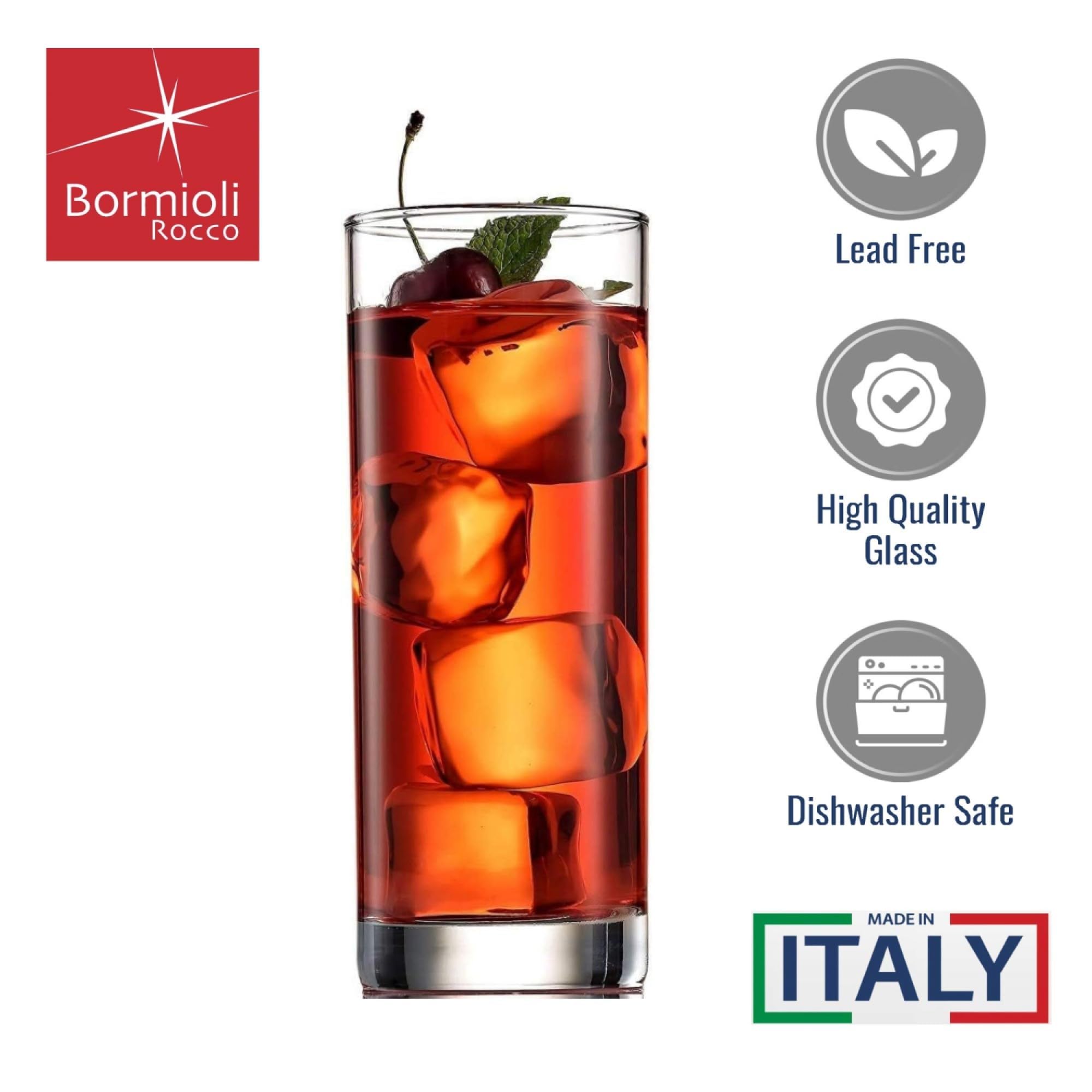 Amazon.com: Bormioli Rocco Cortina 13.5 Oz Cooler Glass (Set of 6 