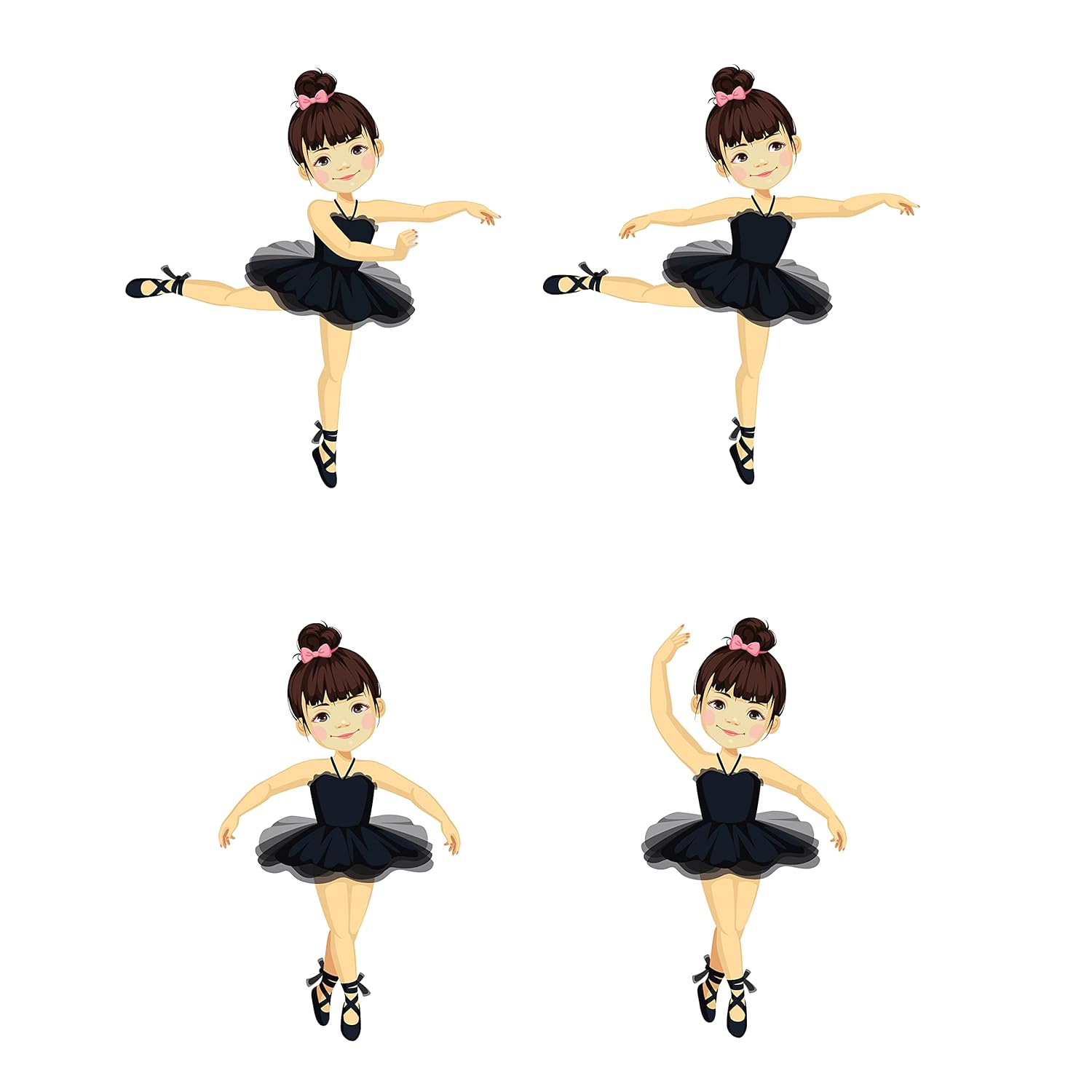 woopme 4 PCs Dancing Girl Laptop Stickers for Kids Girls Boys Developers Programmers Vinyl Printed All Laptops Bottles Cars Bikes Multicoloured Stickers