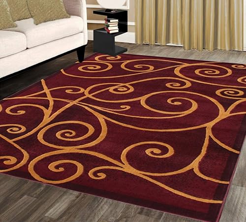 Gallery Alfombra moderna diseño G 23 borgoña (5 pies x 7 pies)