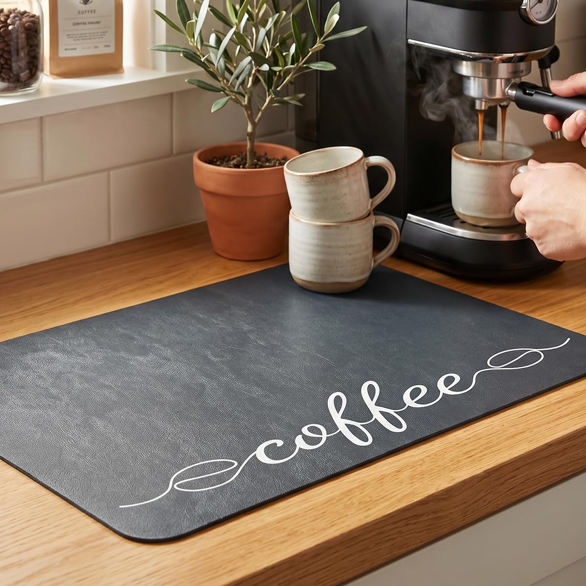 Coffee Mat Dish Drying Mat for Kitchen Coffee Bar Accessories 12"x19"