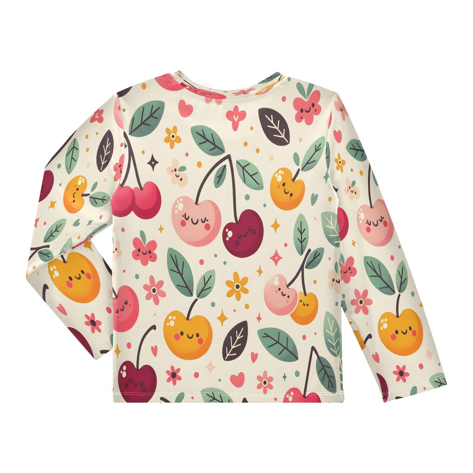 Boys Rash Guard Swim Shirt Long Sleeve UPF+ 50 Sun Shirts Quick Dry Shirt Cute Cherry Seamless for Toddler Kids