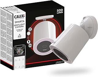 Calex – Outdoor camera connected with projector, 2K, night vision, motion detection, 500lm projector, WiFi, remote control