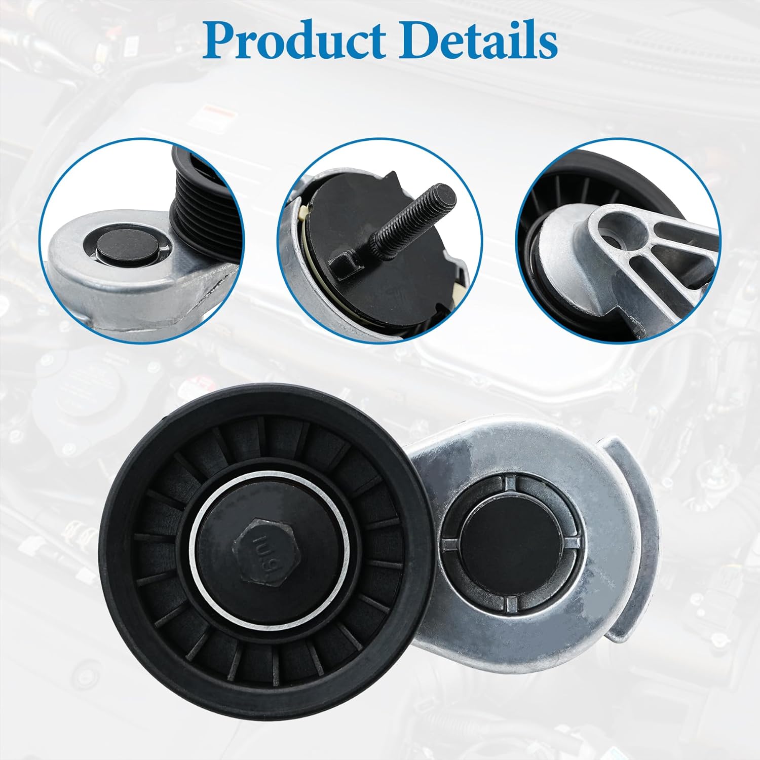 Belt Tensioner Assembly with Pulley Compatible for 1994-2003 Dodge Ram 1500 2500, 1998-2003 Durango, 1992-2003 Dakota, 1993-1998 Jeep Grand Cherokee, Replaces# 53010158AB, 53006497, 38116