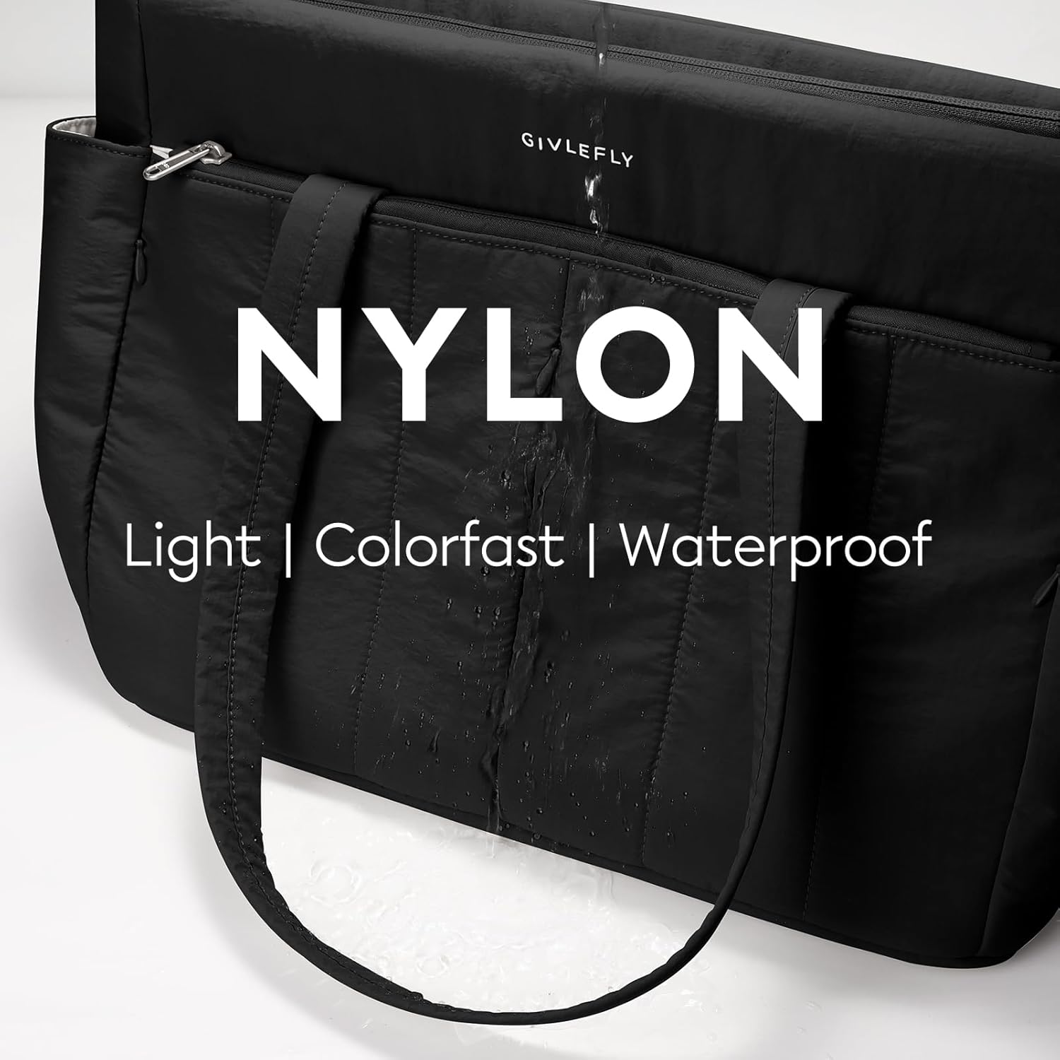 GIVLEFLY Large Tote Bag for Women, Waterproof Nylon Laptop Tote Fits 16In Laptop, Multi Pocket Organizer Shoulder Bag