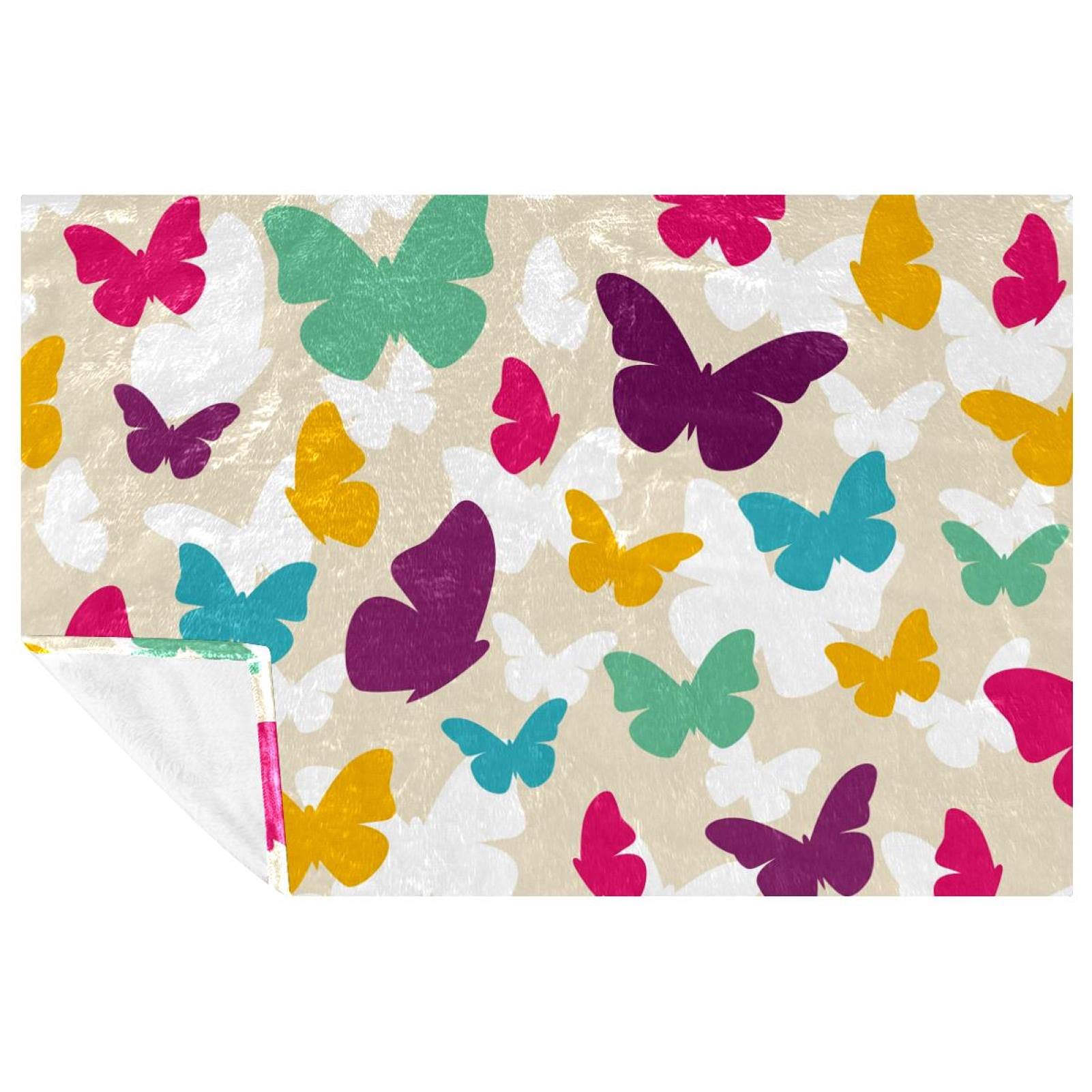 Couverture douce et chaude motif papillons 150x100 cm pour des moments de tendresse