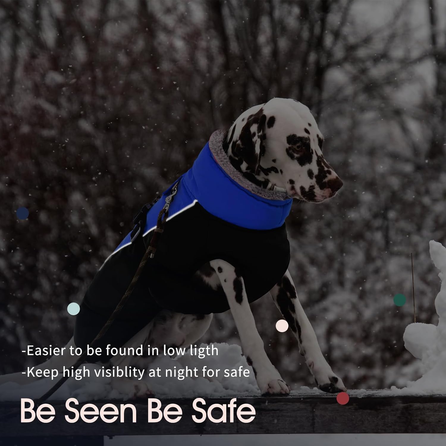 IECOii Extra Warm Dog Coat - Reflective Adjustable Jacket With Buckle Fleece Turtleneck for Cold Weather - Extra Large Dogs