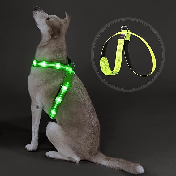 KOSKILL Dog Harness Light For Dogs At Night Walking, No Pull Light Up
