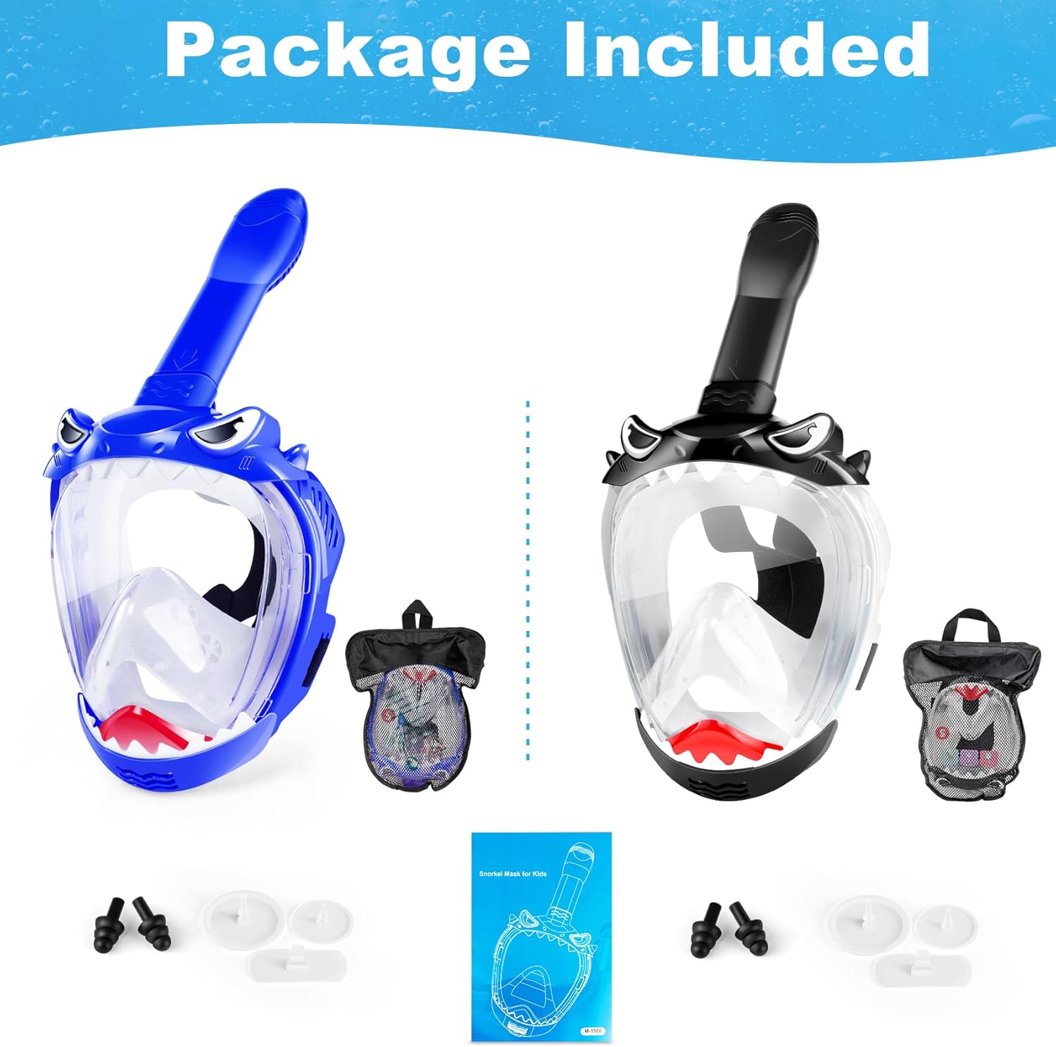 Full Face Snorkel Mask for Kids with 180° Panoramic View, Snorkeling Set Featuring Anti-Leak and Anti-Fog Foldable Dry Top Design for Safe Underwater Adventures Snorkeling Gear for Kids - Image 6