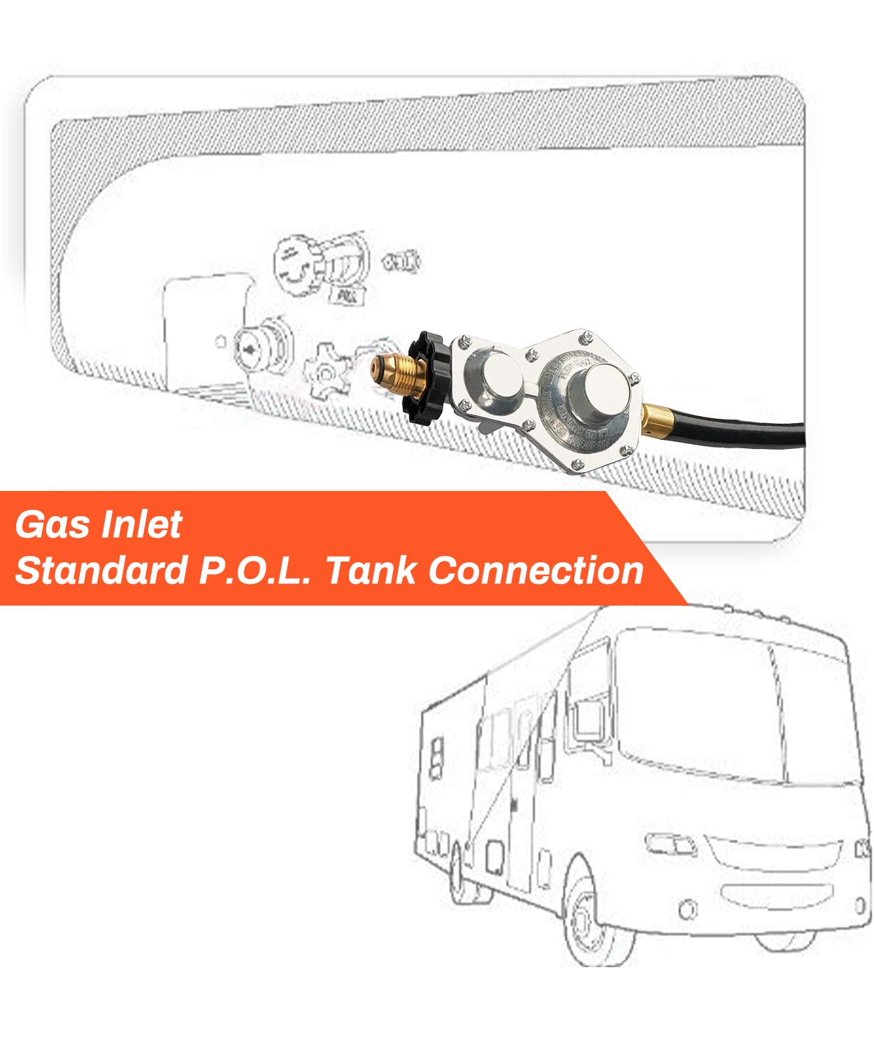 GASPRO 10FT Two Stage Propane Regulator Hose with P.O.L. and 3/8 Inch