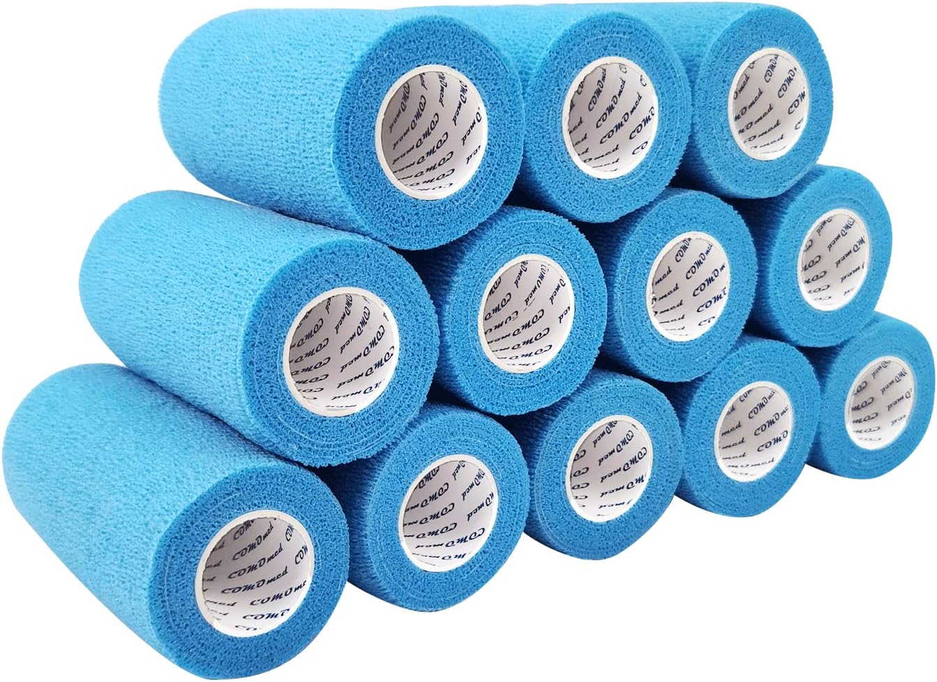 Self Adherent Cohesive Bandage Latex 4" x5 Yards First Aid Bandages Stretch Sport Wrap Athletic Tape for Wrist Ankle Sprain and Swelling,Light Blue(12 Rolls