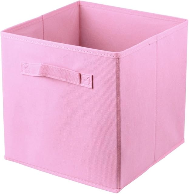 Mooin Joinin Pack of 2 Foldable Square Storage Collapsible Folding Box Clothes Organizer Fabric Cube (Pink)
