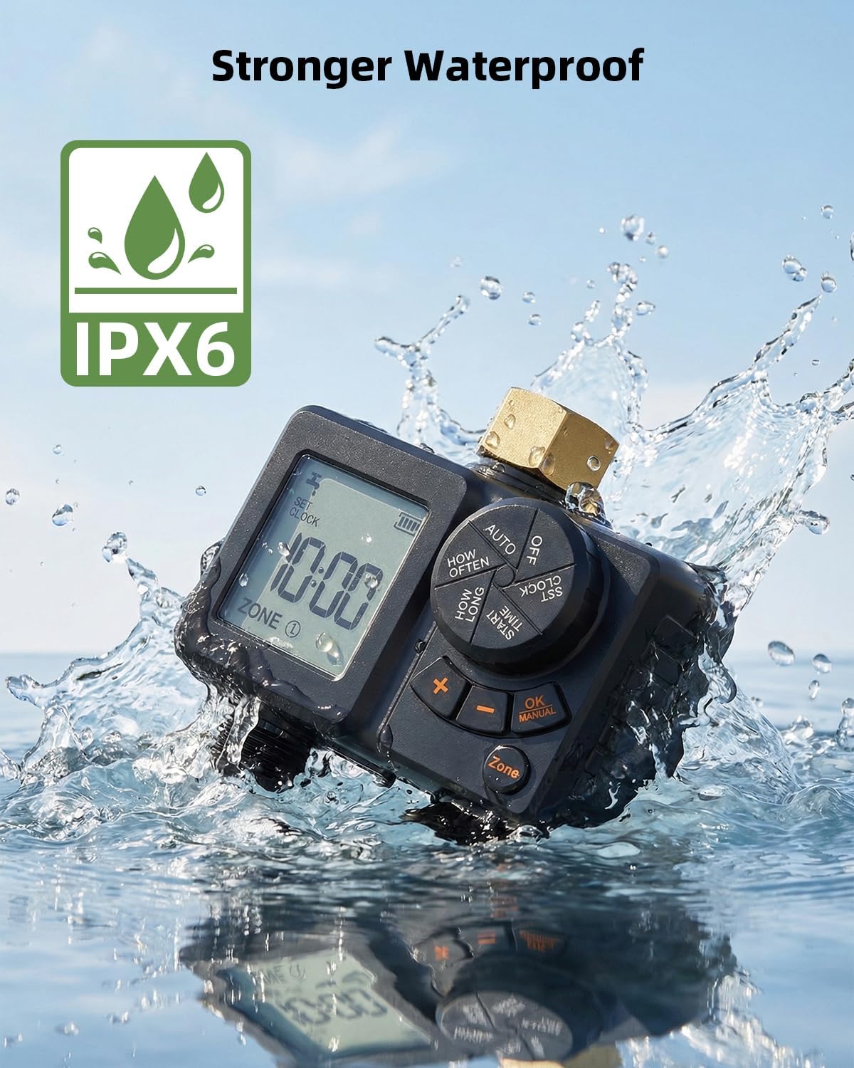 Sprinkler Timer 2 Zone,Water Timer for Garden Hose with Lithium Battery ＆ Controller Brass Inlet, Delay/Manual/Automatic Watering Irrigation System for Yard, Lawn,Garden IPX6 Waterproof