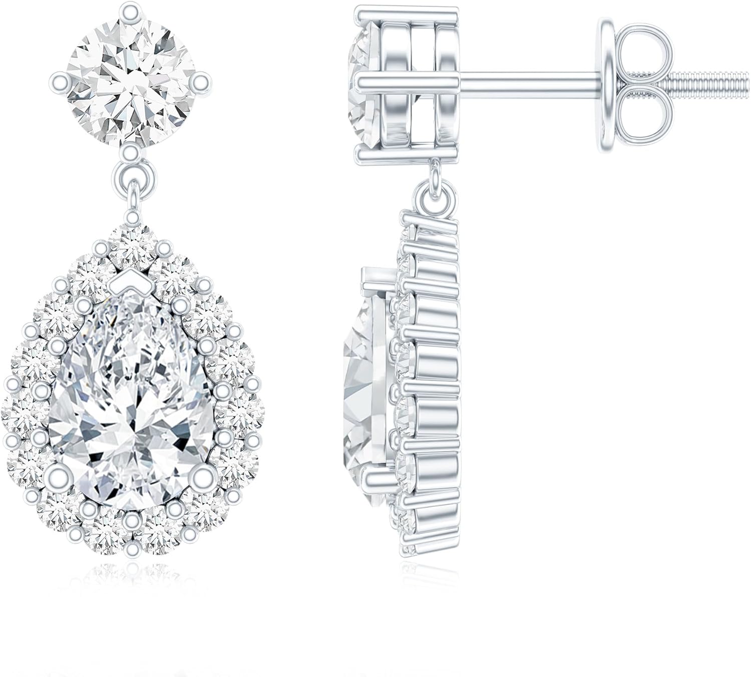 Certified 2 Carat Moissanite Teardrop Earrings in Silver, D-Vs1 Quality, Moissanite Bridal Earrings - Ready To Gift - Image 7