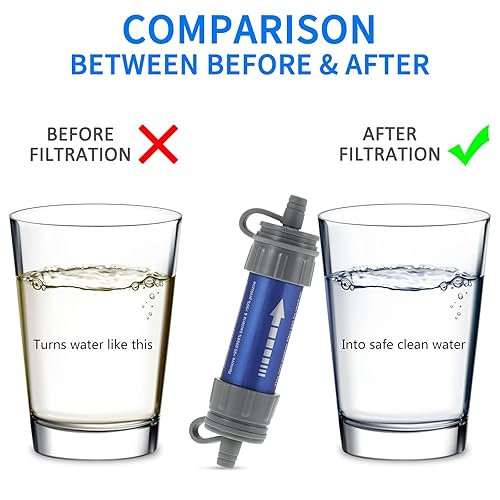 Miniatura 2 de Sistema de filtración de agua al aire libre Filtro de agua Purificador de paja con bolsa para beber para preparación de emergencia Camping Viajar